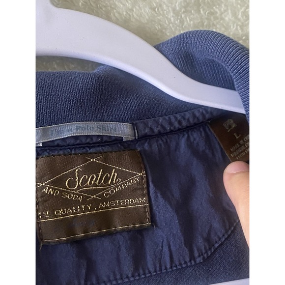 Scotch Soda Polo Shirt Mens Large Blue Navy Knit Sweater Polo Casual Slim-fit - Picture 2 of 5